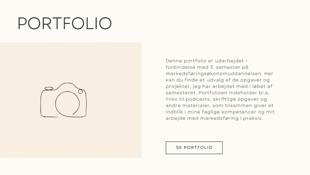 Portfolio webskitse til Mathilde Ingleby hjemmeside