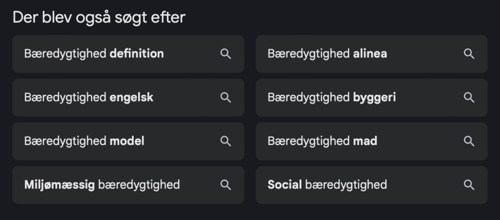 Bæredygtighed google søgning